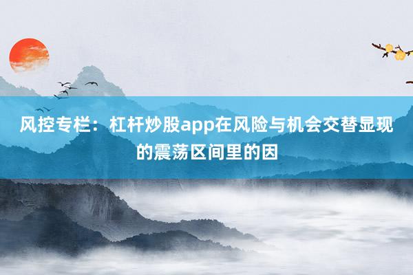 风控专栏：杠杆炒股app在风险与机会交替显现的震荡区间里的因