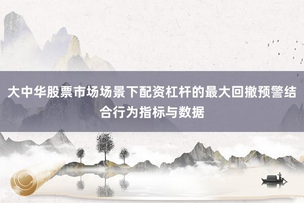 大中华股票市场场景下配资杠杆的最大回撤预警结合行为指标与数据