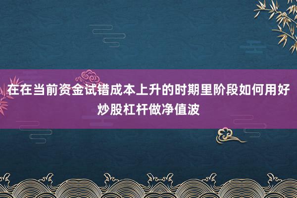 在在当前资金试错成本上升的时期里阶段如何用好炒股杠杆做净值波