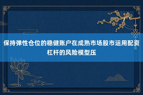 保持弹性仓位的稳健账户在成熟市场股市运用配资杠杆的风险模型压