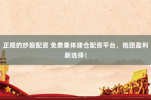正规的炒股配资 免费集体建仓配资平台，抱团盈利新选择！