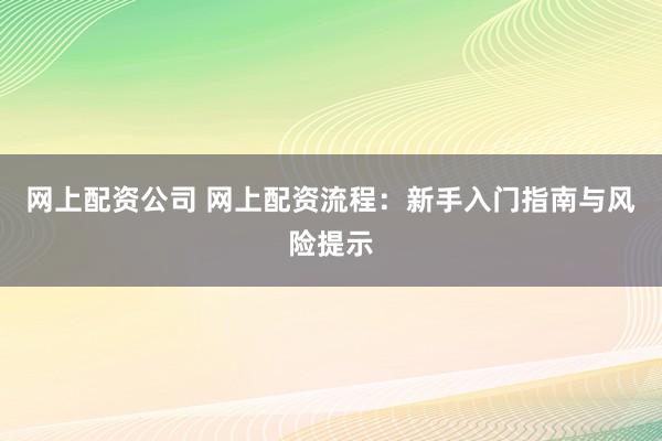 网上配资公司 网上配资流程：新手入门指南与风险提示